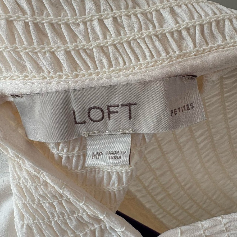 LOFT Cream Ruffled Blouse - Picture 3 of 3